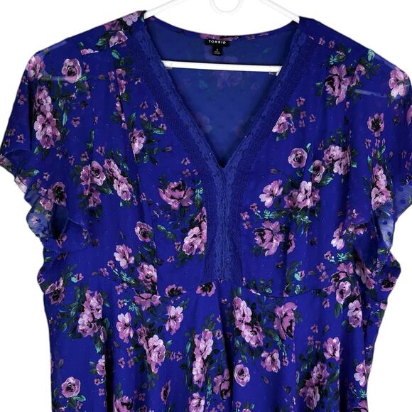 Torrid Top Shirt 4 V-Neck Floral Peplum Whimsgoth Cottagecore Fairy 4X 26 - Picture 7 of 10